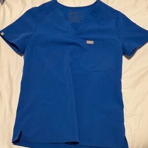 Figs Royal Blue V-Neck Scrub Top with Chest Pocket